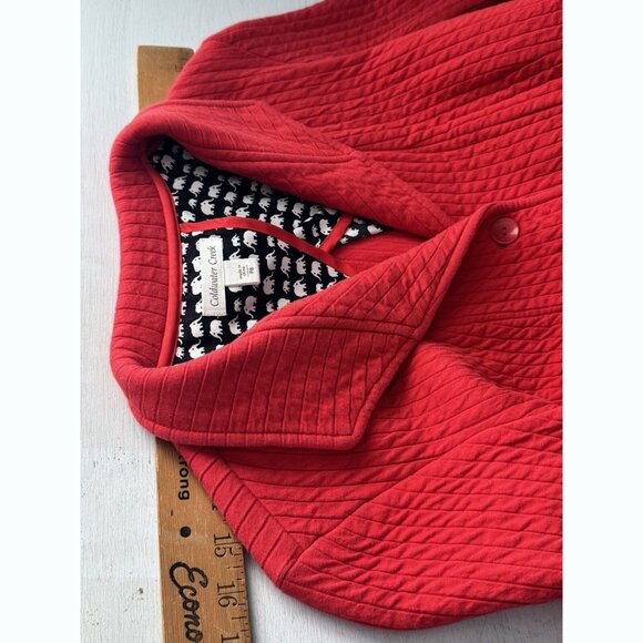 Coldwater Creek Womens 8 Petite Quilted Red Peplum Blazer Jacket Cottagecore - Picture 4 of 11